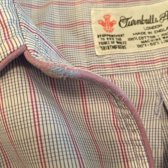 Turnbull & Asser Cotton Nightshirt Blue Pink Window Pane Plaid  L/S  XL FLAWED - Picture 7 of 8